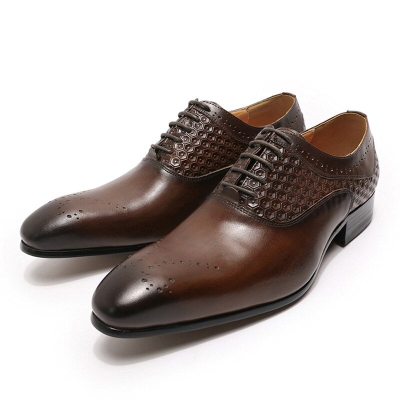 Luxury Men Oxford Brogue Shoes Office Wedding Genuine Leather Shoes for Men