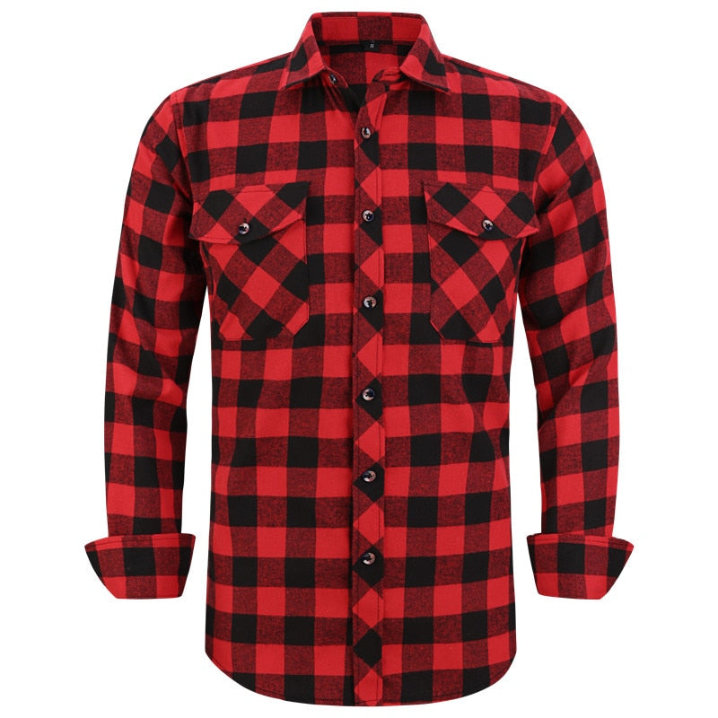 ParGrace Plaid Flannel Shirt  Regular Fit Casual Long-Sleeved Shirts