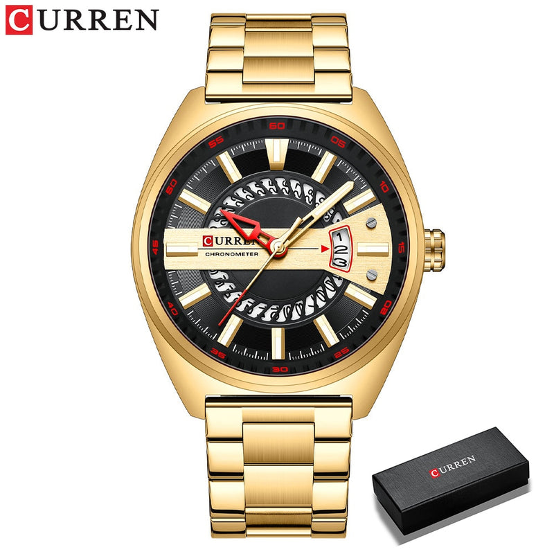 CURREN  Watch Stainless Steel Band Luxury Quartz Wristwatches Clock with Luminous