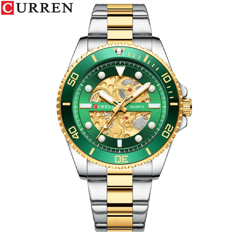 CURREN  Mechanical Design Quartz  Stainless Steel Band Luminous Wrist watches