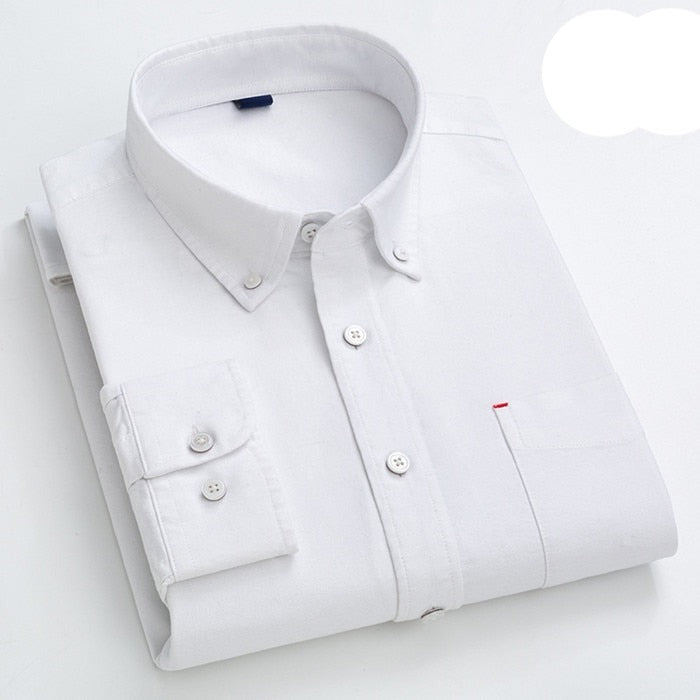 High Quality 100% Cotton Men Oxford Shirt Casual Striped