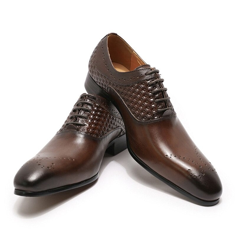 Luxury Men Oxford Brogue Shoes Office Wedding Genuine Leather Shoes for Men