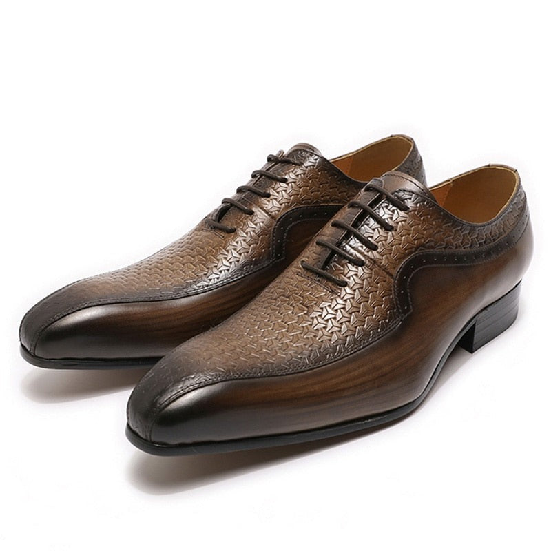 Paulindrix  Oxford Formal  Pointed Toe Lace Up Office  in Genuine Leather Shoes for Men