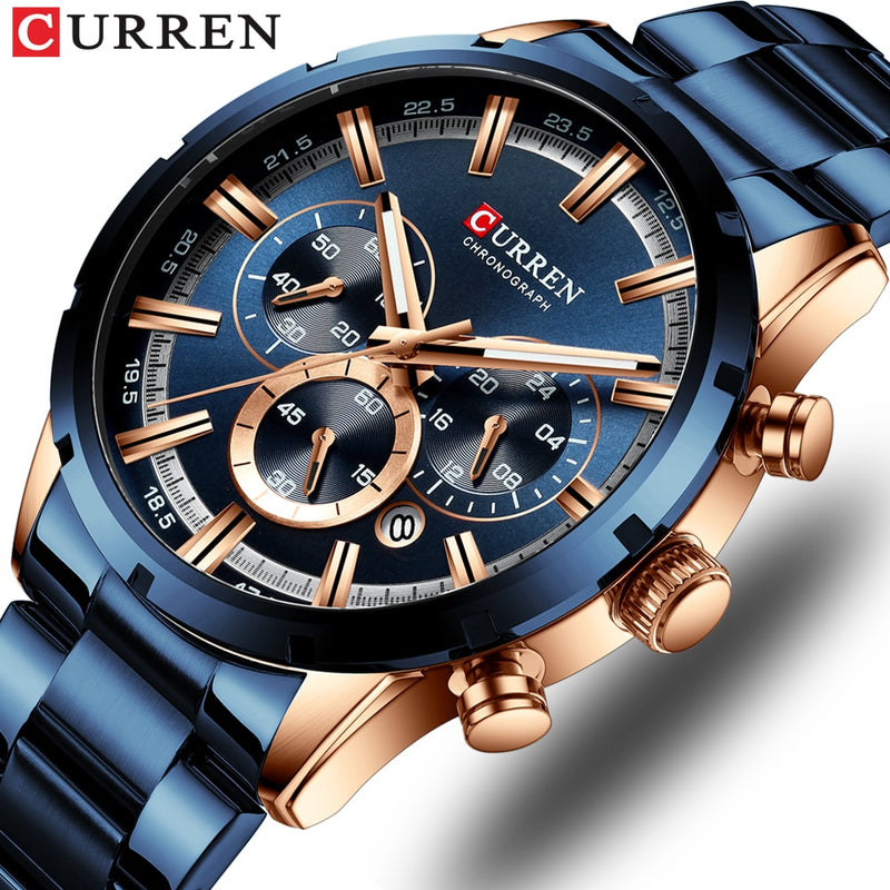 CURREN 2023 Watches with Stainless Steel Top Brand Luxury Sports Chronograph Quartz