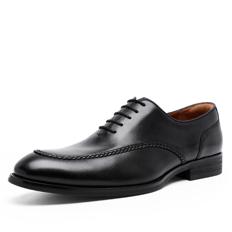 ParGrace British Toe Carved Genuine Leather  Business Shoes