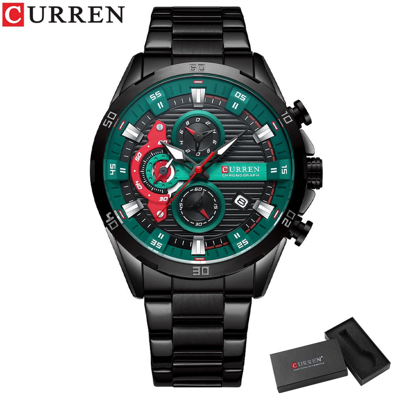 CURREN Stainless Steel WatchesCreative  Luminous Dial with Chronograph