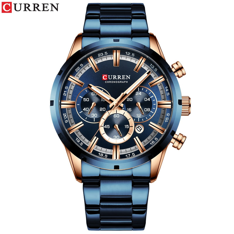 CURREN 2023 Watches with Stainless Steel Top Brand Luxury Sports Chronograph Quartz