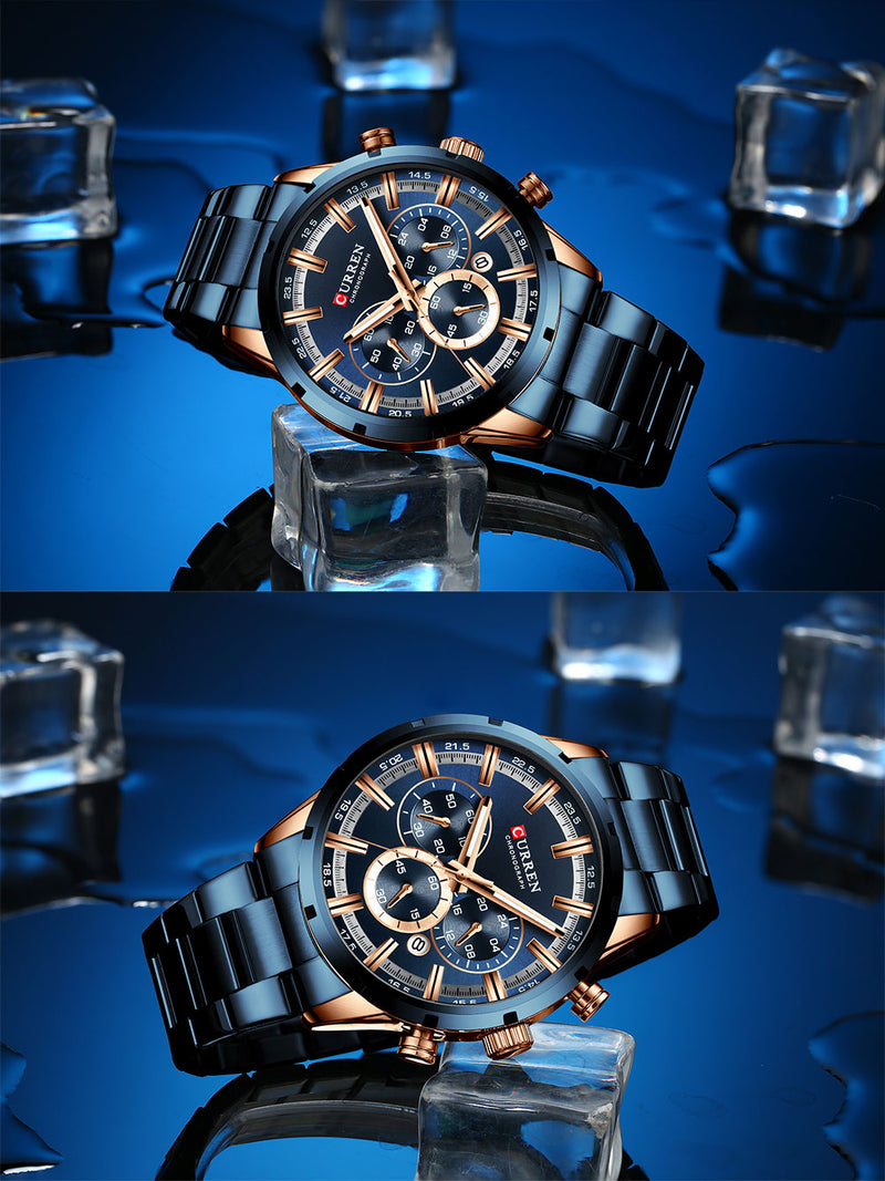 CURREN 2023 Watches with Stainless Steel Top Brand Luxury Sports Chronograph Quartz