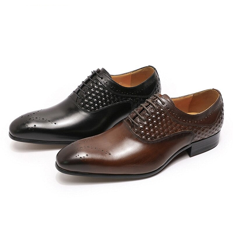 Luxury Men Oxford Brogue Shoes Office Wedding Genuine Leather Shoes for Men