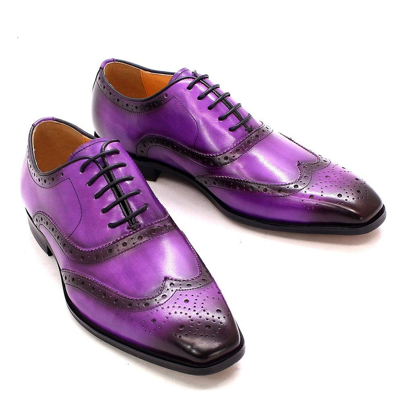 ParGrace Genuine Calfskin Leather Handmade Wingtip Oxford