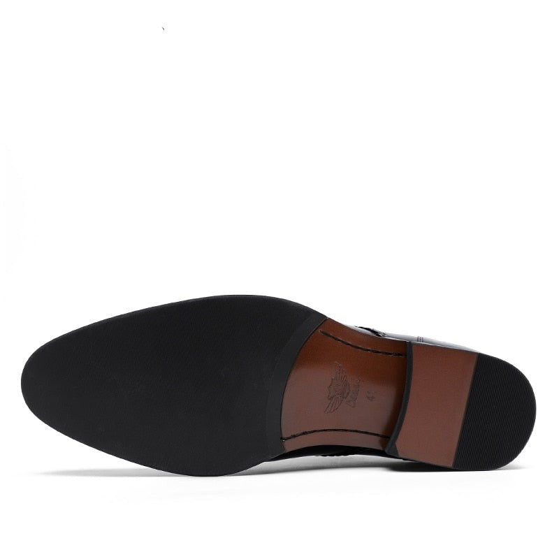 ParGrace British Toe Carved Genuine Leather  Business Shoes
