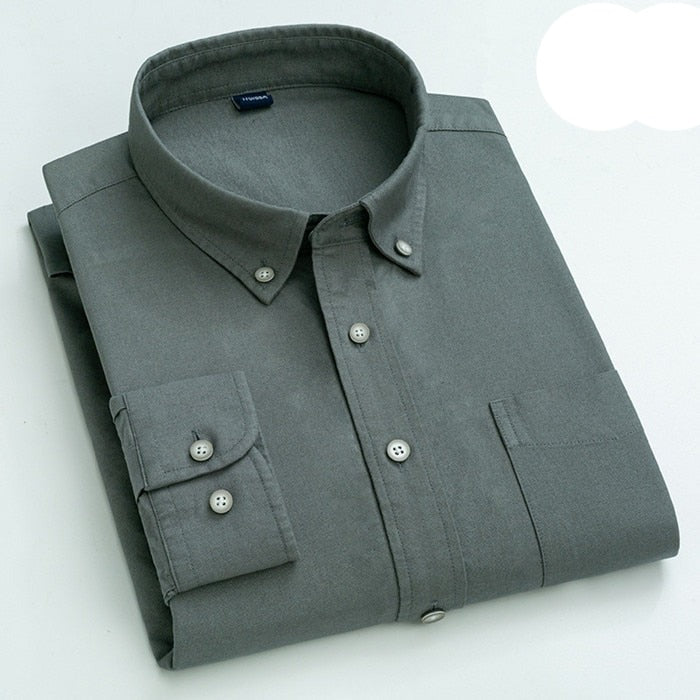 High Quality 100% Cotton Men Oxford Shirt Casual Striped