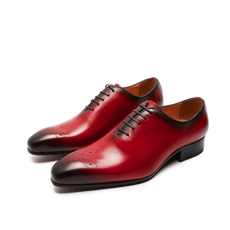 ParGrace Oxfords Leather Men Shoes Whole Cut Fashion Casual Pointed Toe