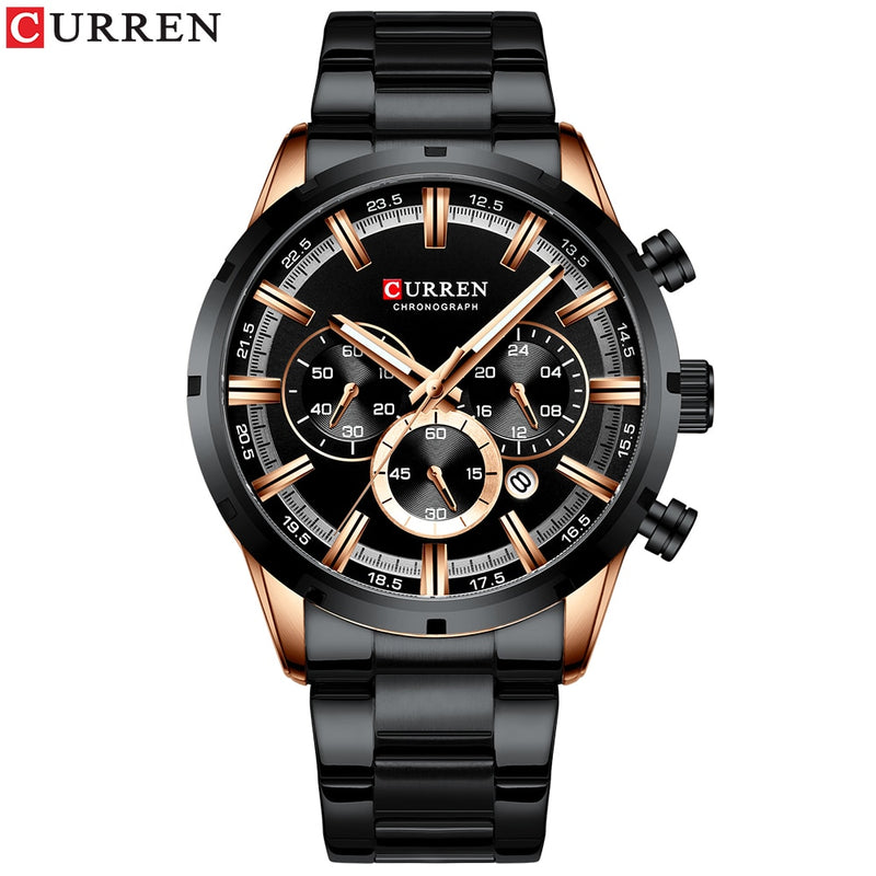 CURREN 2023 Watches with Stainless Steel Top Brand Luxury Sports Chronograph Quartz