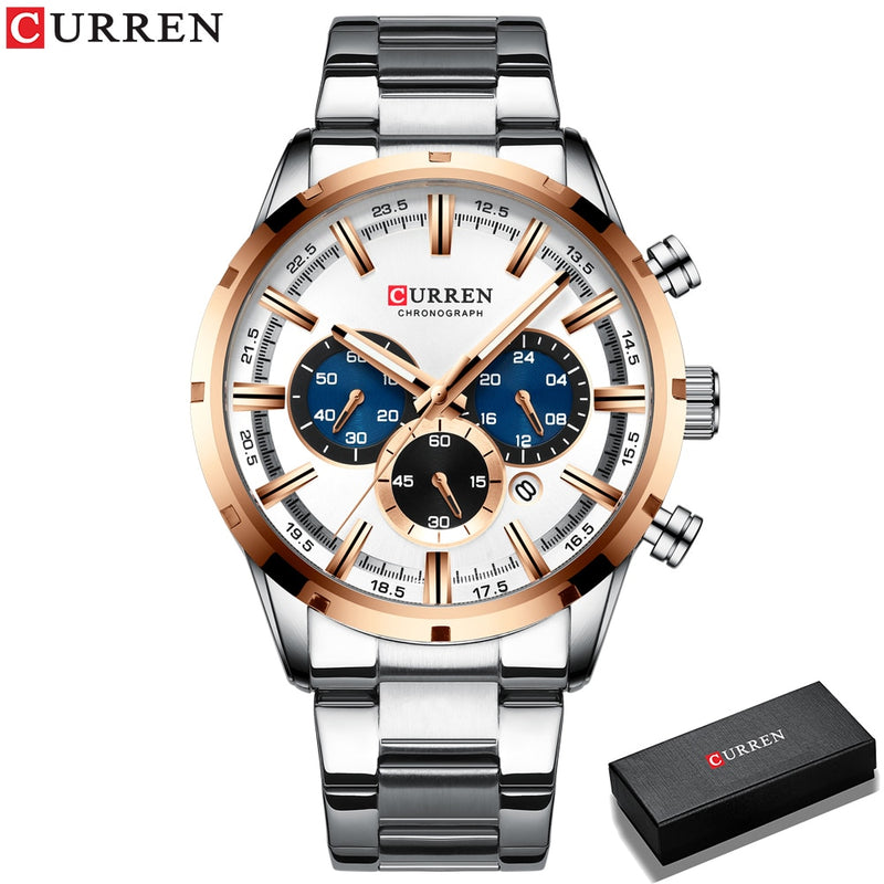 CURREN 2023 Watches with Stainless Steel Top Brand Luxury Sports Chronograph Quartz