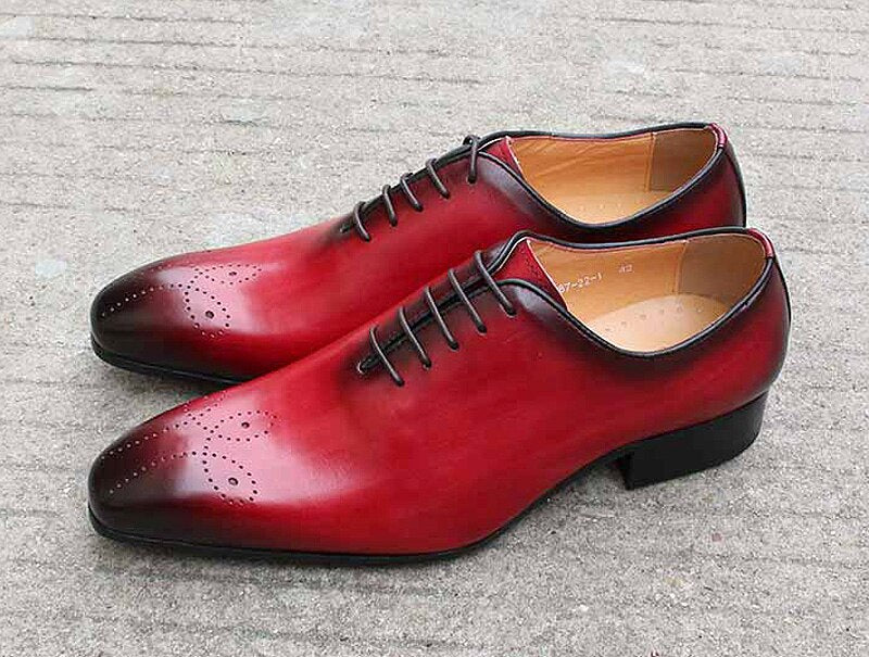 ParGrace Oxfords Leather Men Shoes Whole Cut Fashion Casual Pointed Toe