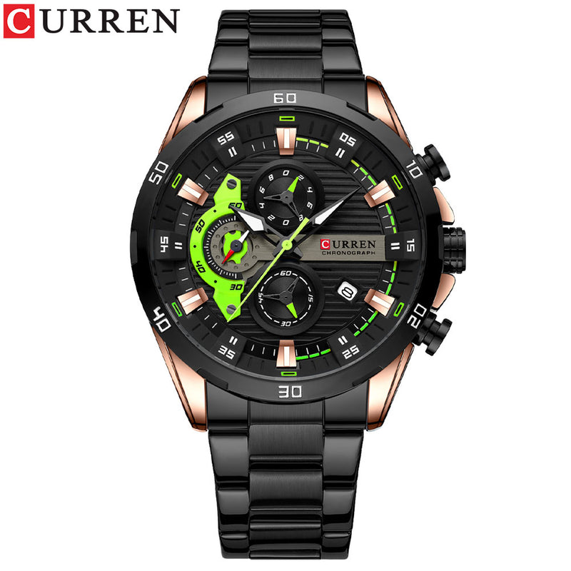 CURREN Stainless Steel WatchesCreative  Luminous Dial with Chronograph