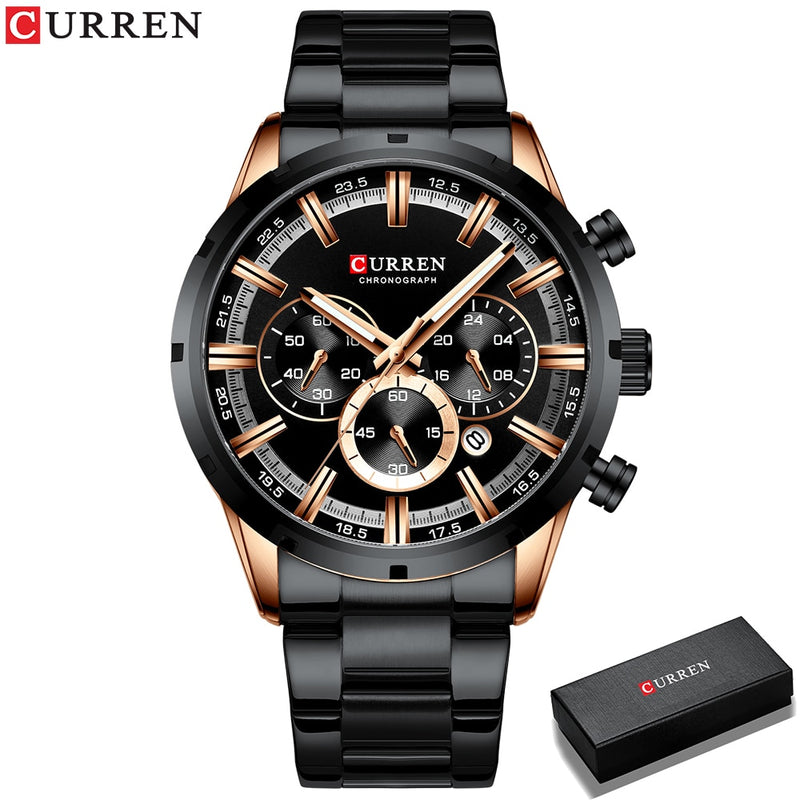 CURREN 2023 Watches with Stainless Steel Top Brand Luxury Sports Chronograph Quartz