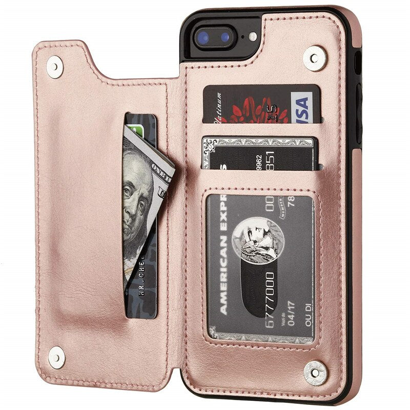 Luxury Slim Fit Premium Leather Cover For iPhones Plus Wallet Card Slots Shockproof Flip Case