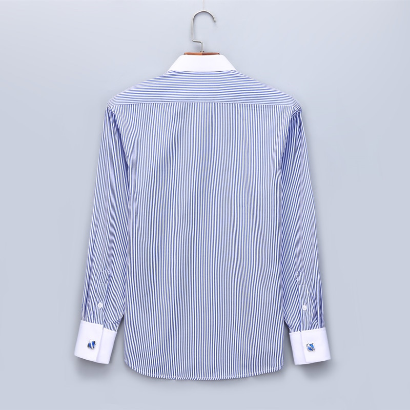 ParGrace Striped  French Cufflinks Shirts with Long Sleeve