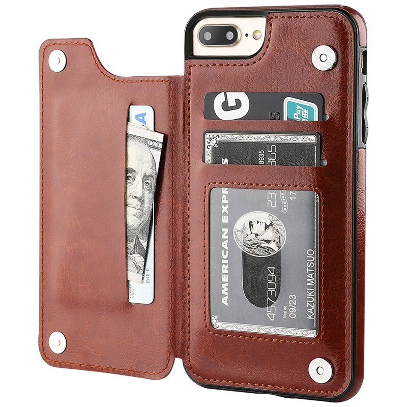 Luxury Slim Fit Premium Leather Cover For iPhones Plus Wallet Card Slots Shockproof Flip Case