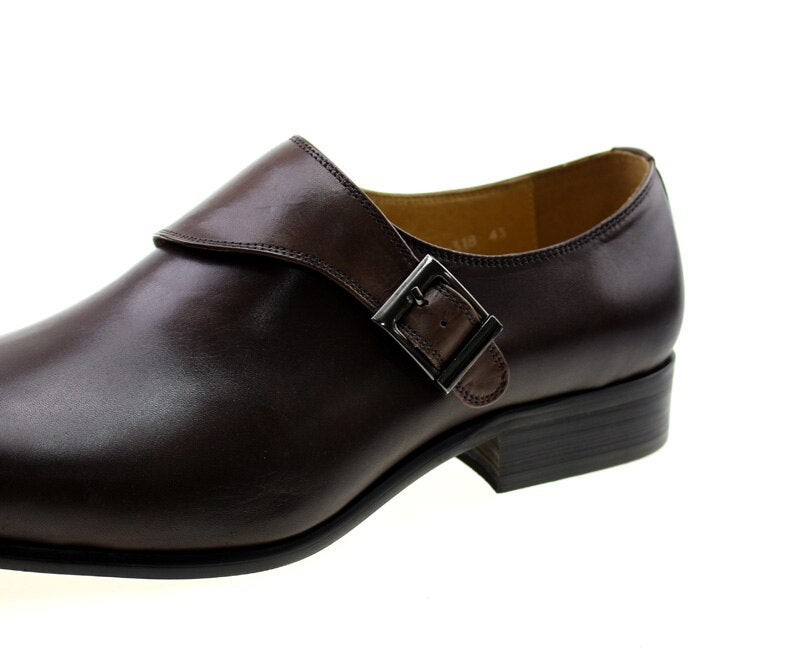 ParGrace  Classic Genuine Leather Buckle Monk Strap