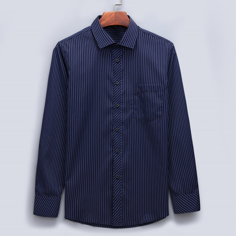 ParGrace Slim Fit  Long Sleeved Shirt Classic Striped Male Social Dress Shirts