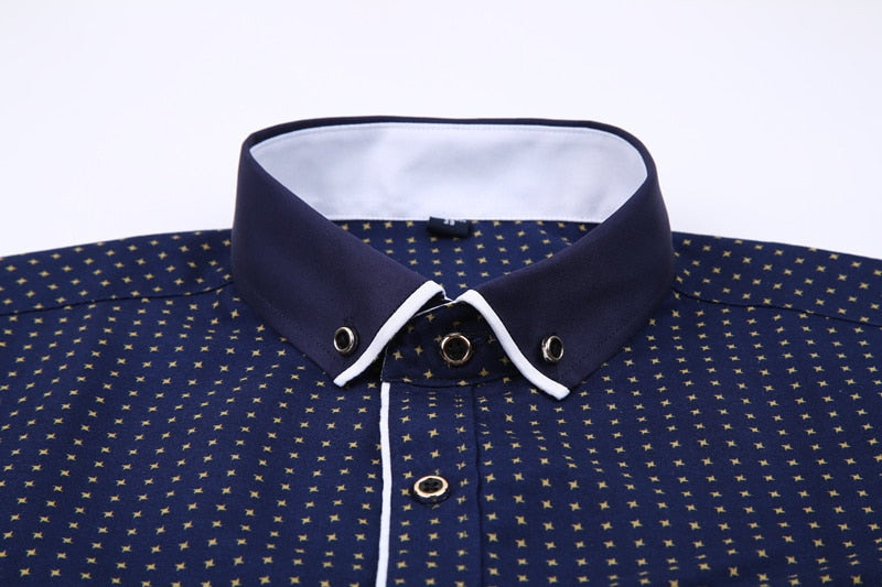 ParGrace Long Sleeve Button Shirt Stitching Soft Comfortable