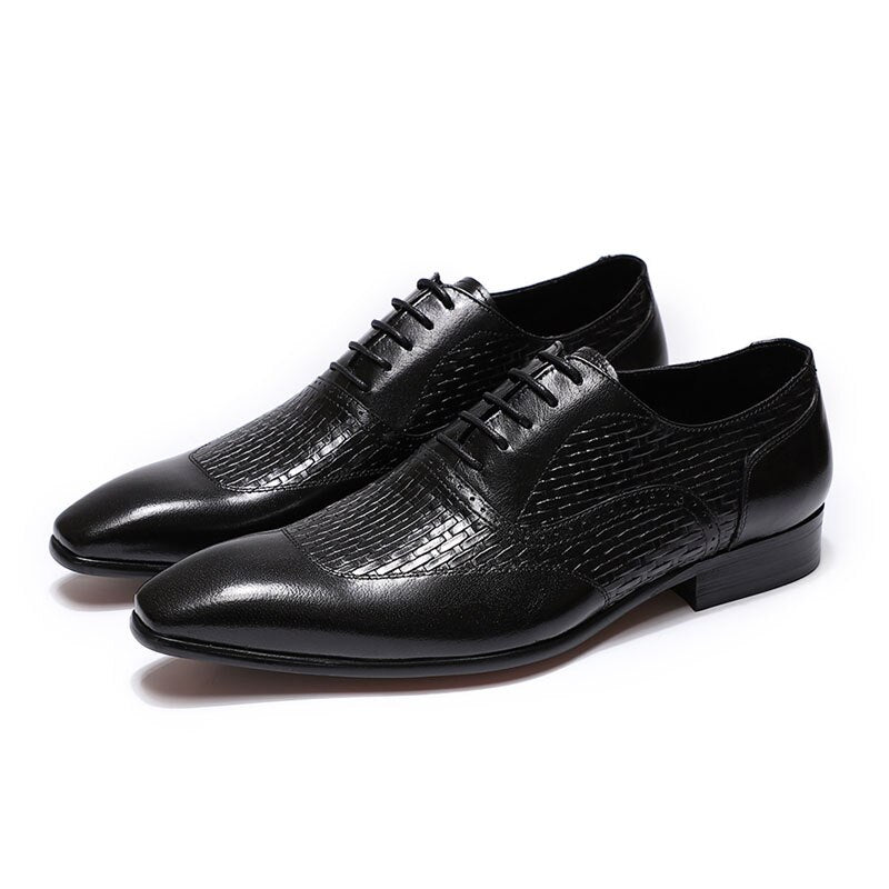 ParGrace Luxury Italian  Oxford Shoes Genuine Cow Leather