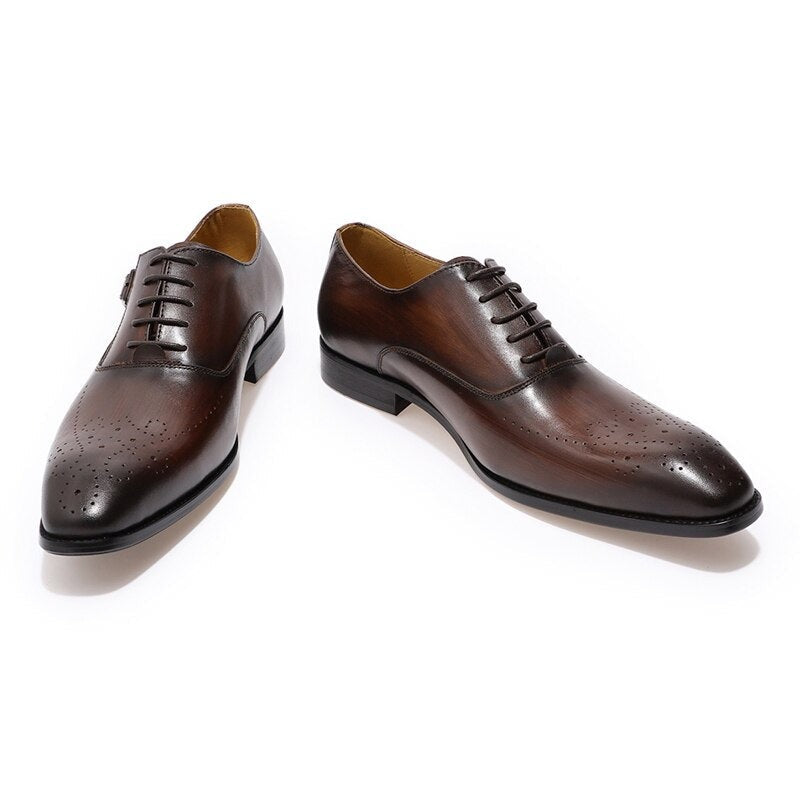 ParGrace Genuine Leather Oxford Shoes Buckle Lace-Up