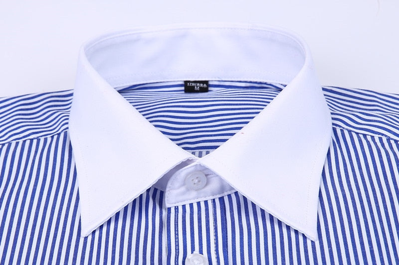 ParGrace Striped  French Cufflinks Shirts with Long Sleeve