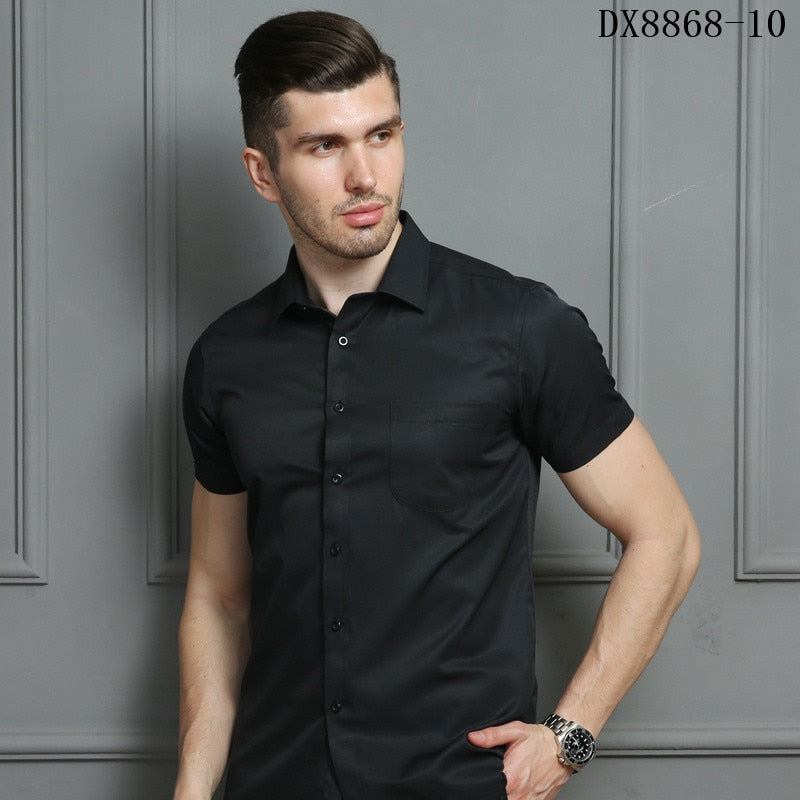 ParGrace Short Sleeved Shirt Summer  Regular Fit Shirt Men Social Shirts