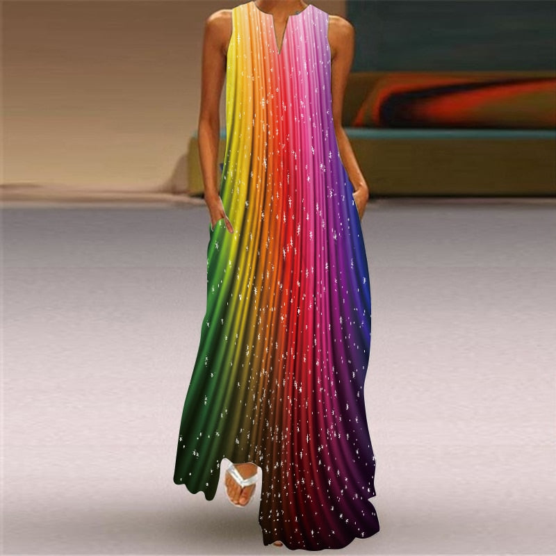 ParGrace  Elegant Breathable Long Dresses  V Neck