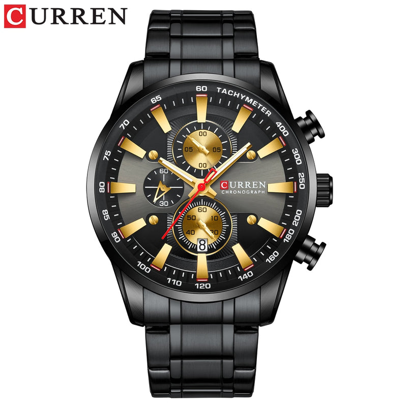 CURREN  Luxury Sporty Chronograph Wrist Quartz Stainless Steel Band