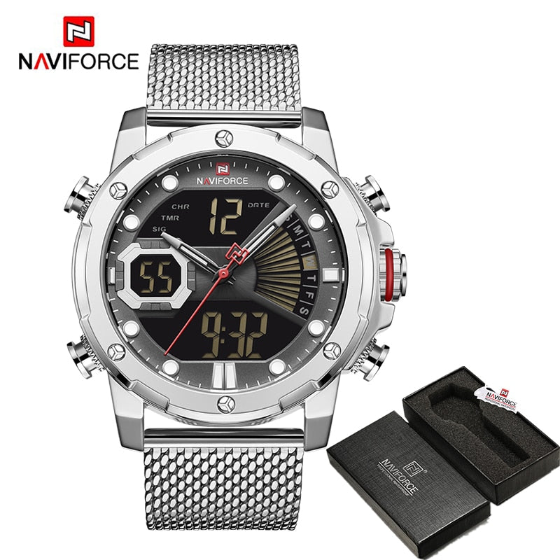 NAVIFORCE Original Luxury WatchesQuartz Dual Display Military Sports Wrist Waterproof