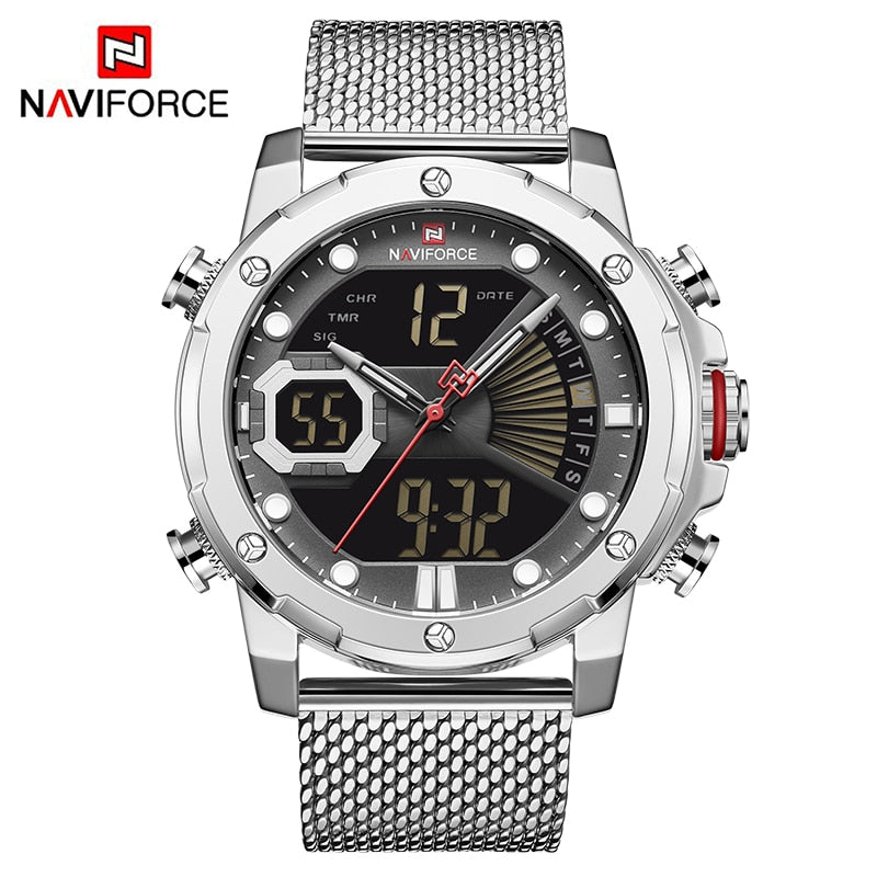 NAVIFORCE Original Luxury WatchesQuartz Dual Display Military Sports Wrist Waterproof