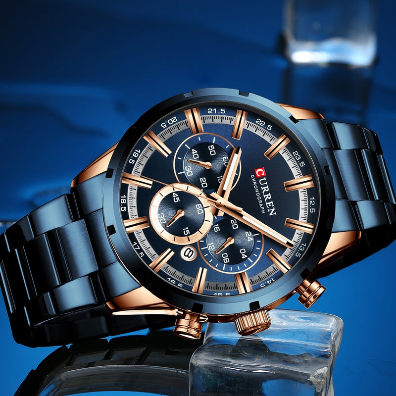 CURREN 2023 Watches with Stainless Steel Top Brand Luxury Sports Chronograph Quartz