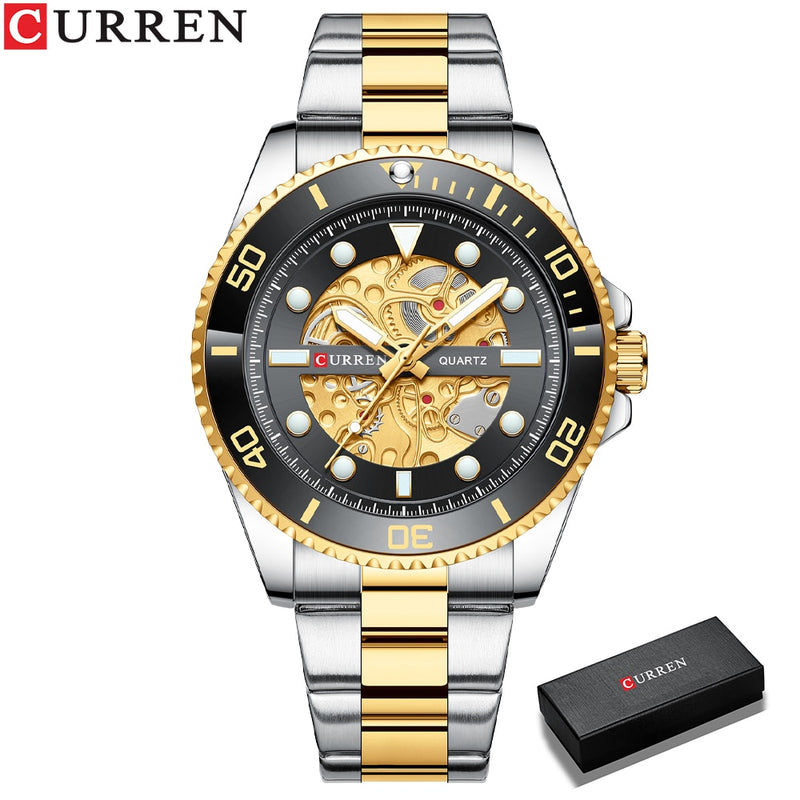 CURREN  Mechanical Design Quartz  Stainless Steel Band Luminous Wrist watches