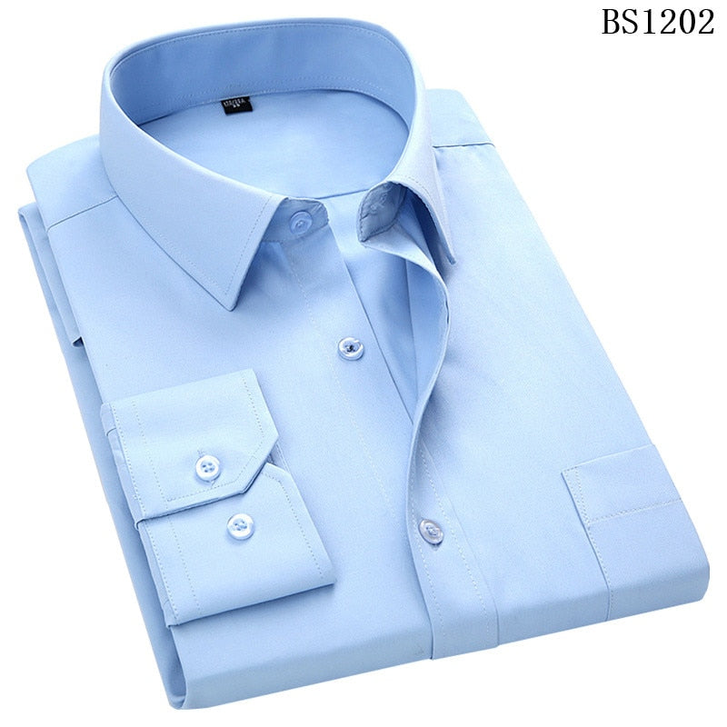 ParGrace Slim Fit  Long Sleeved Shirt Classic Striped Male Social Dress Shirts