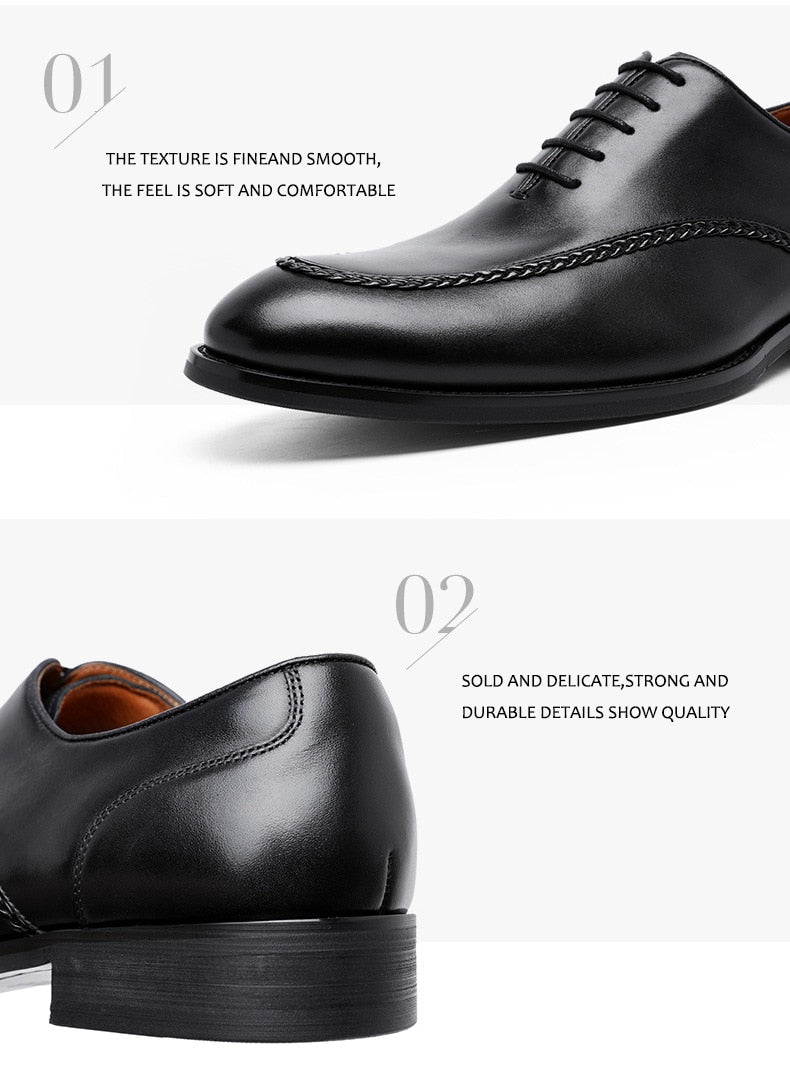 ParGrace British Toe Carved Genuine Leather  Business Shoes