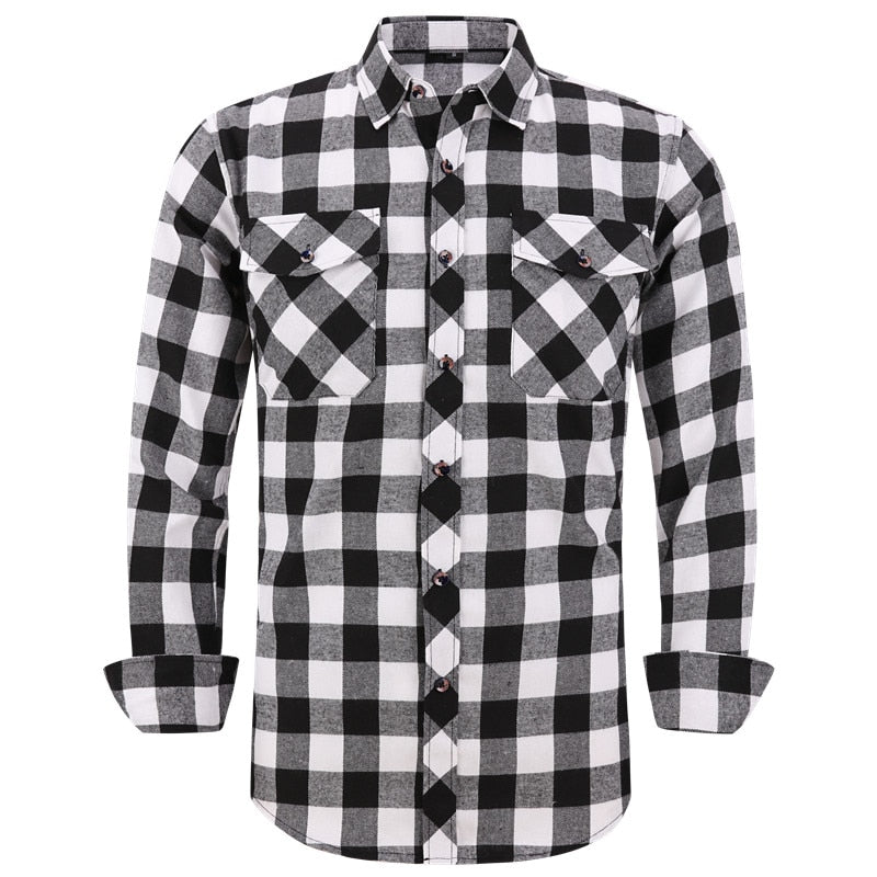 ParGrace Plaid Flannel Shirt  Regular Fit Casual Long-Sleeved Shirts