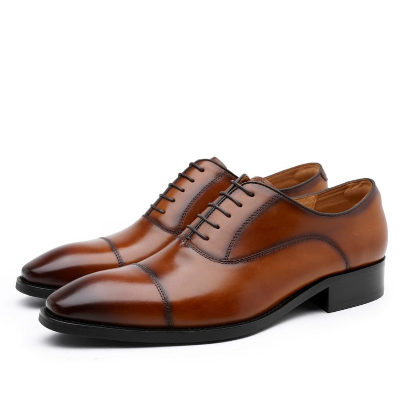 ParGrace Oxfords Triple Joint Genuine Leather  Lace Up