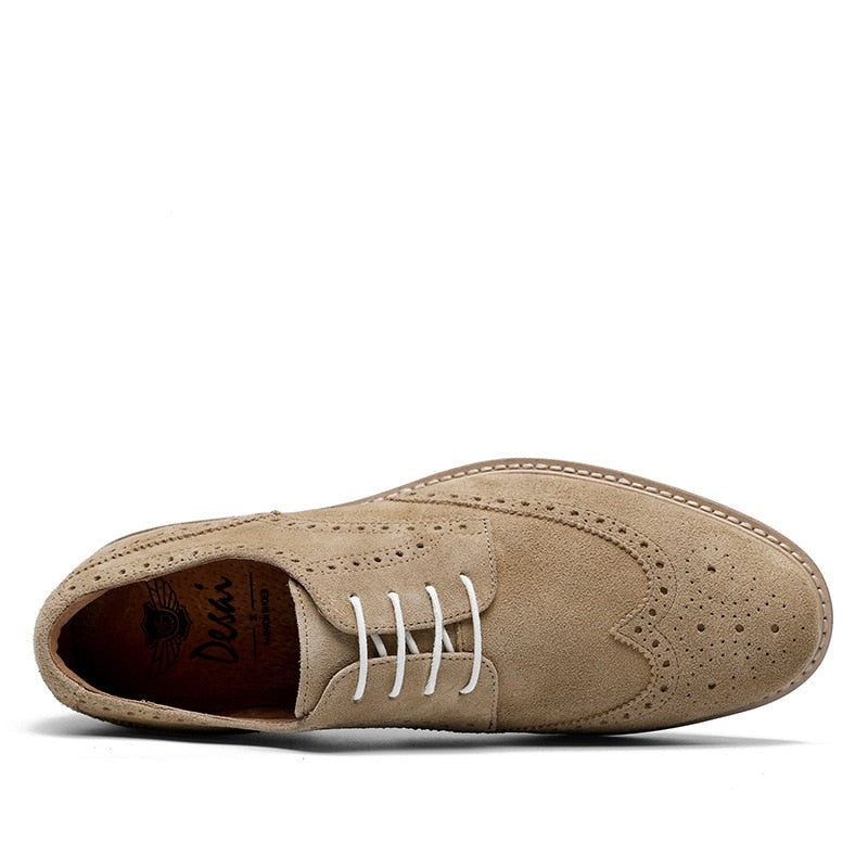 ParGrace Genuine Derby Men Shoes Cow Suede Leather