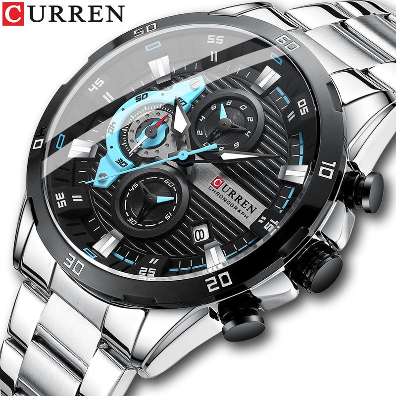 CURREN Stainless Steel WatchesCreative  Luminous Dial with Chronograph