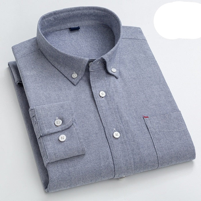 High Quality 100% Cotton Men Oxford Shirt Casual Striped