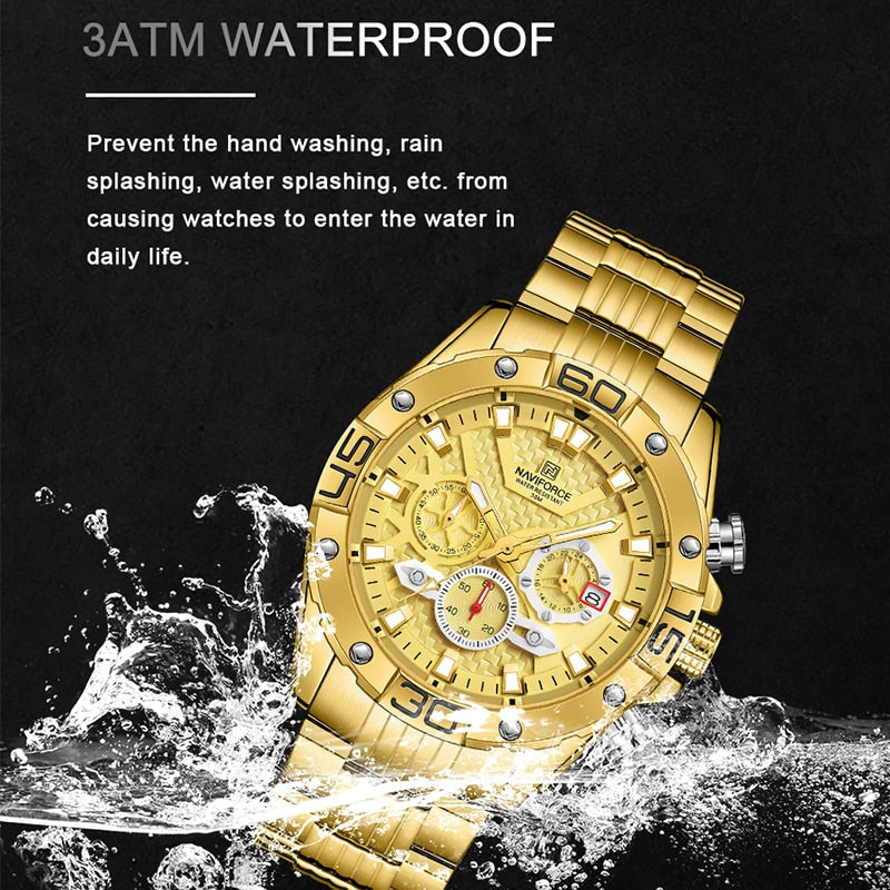 Luxury Original NAVIFORCE  Quartz Clock Analog Chronograph Sport Waterproof