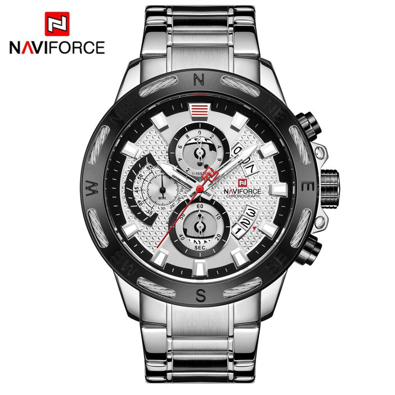 NAVIFORCE Sport Waterproof  Watches Stainless Steel Fashion Luxury Gold Watch