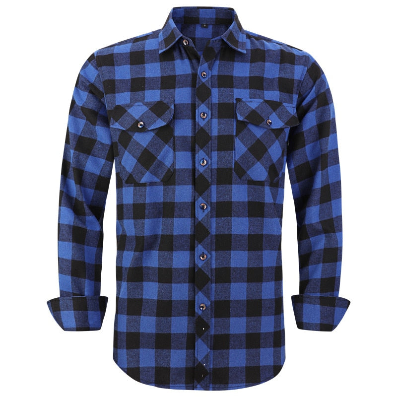 ParGrace Plaid Flannel Shirt  Regular Fit Casual Long-Sleeved Shirts