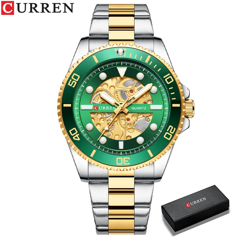 CURREN  Mechanical Design Quartz  Stainless Steel Band Luminous Wrist watches