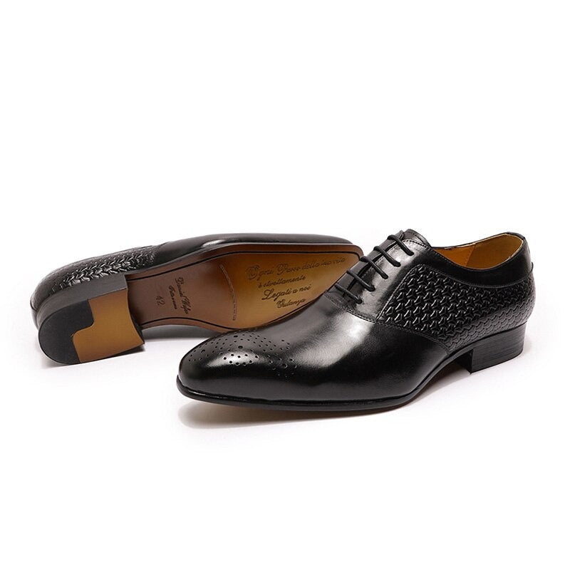 ParGrace Luxury  Genuine Leather Prints Oxford Shoes
